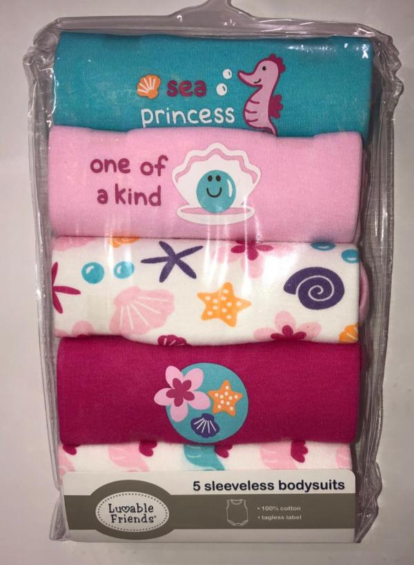 Mameluco Sin Mangas Set de 5 Rodado 6-9m