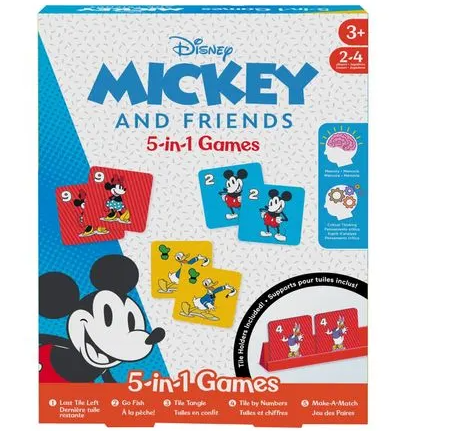 Mattel Games - Juego de Mesa Mickey y sus Amigos 5en1 3a+
