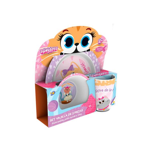 Set de Vajilla de 3 Pzs de Gatos 2a+