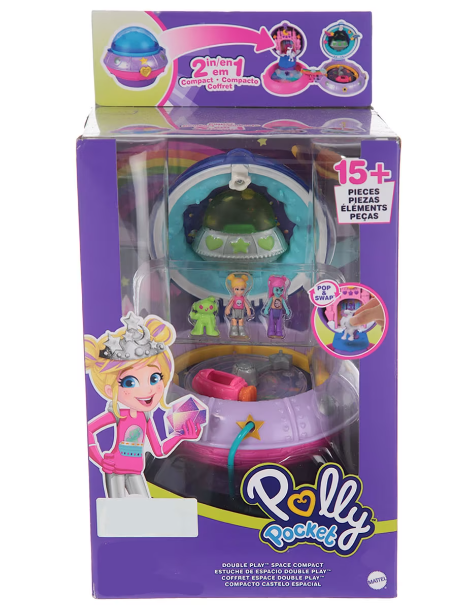 Polly Pocket Estuche del Espacio y Patinaje 2en1 15pzs 4a+