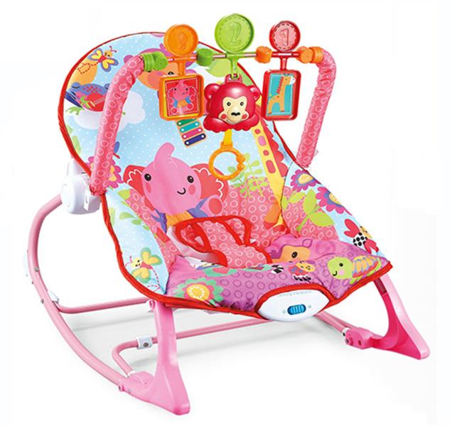Silla Mecedora Vibradora Musical Oso Rosa 18kg Max 0m+.
