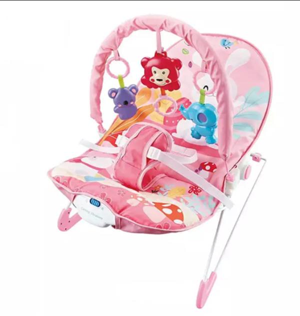 Silla Vibradora Musical Ajustable color Rosada.