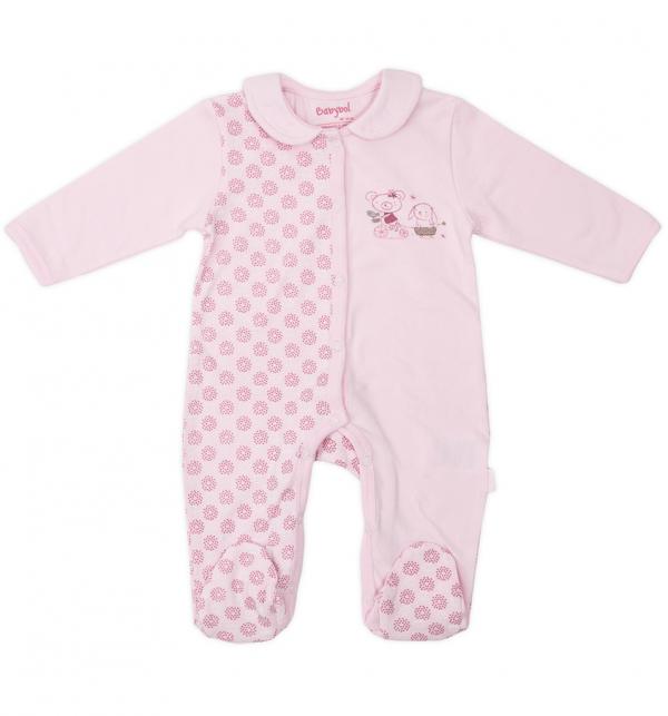 Mameluco Manga Larga Rosa Niña C/Caja 12m