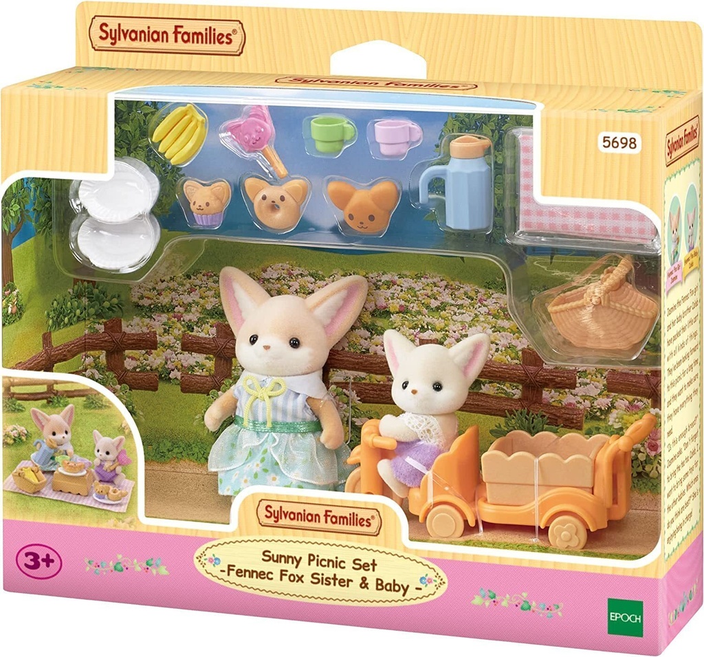 Familias Sylvanian Juego de Picnic Fennec Fox Hermana y Bebé 3a+