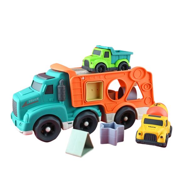 Camión con Figuras de Encajar con Vagoneta y Mezcladora 18m+