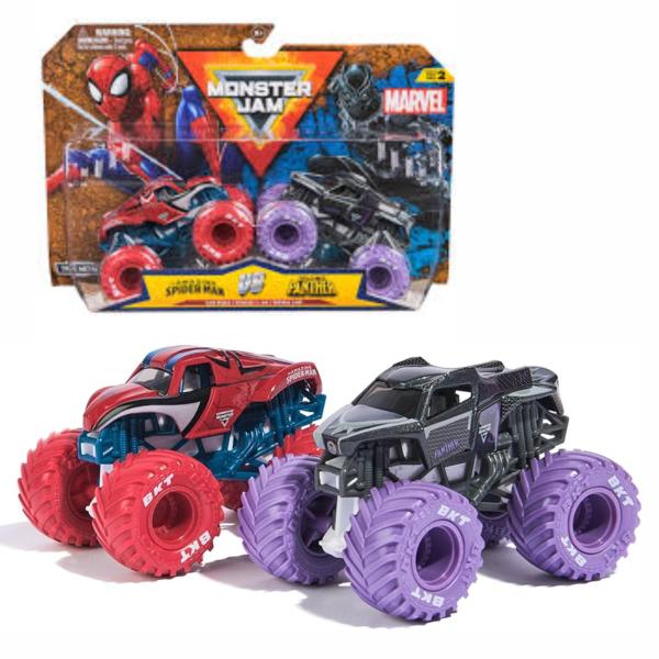 Vehiculos Monster Jam Metal Marvel Spider-Man VS Pantera Negra  1:64 3a+