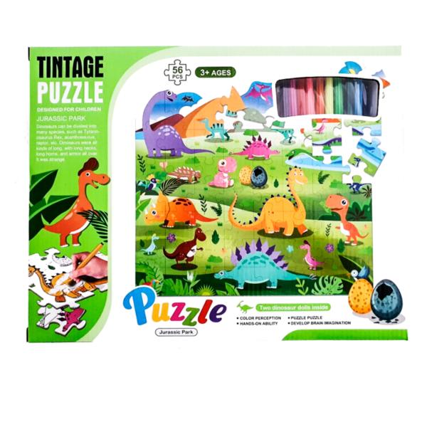 Rompecabezas para Colorear de Dinosaurios 56Pzs 3a+
