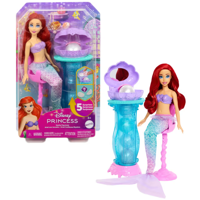 Muñeca Disney Princesa Ariel con Tocador 3a+