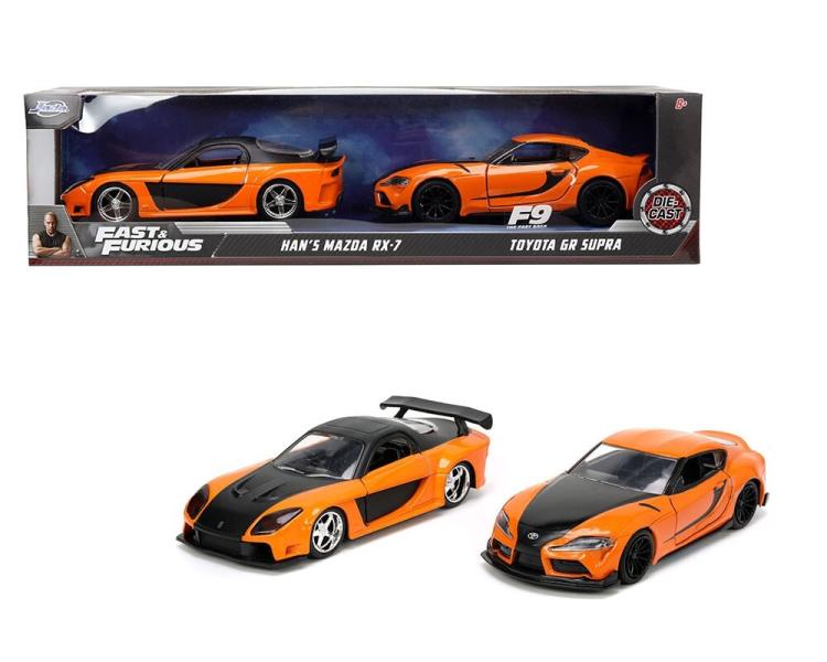 Carros Fast & Furious Set/2 Han´s Masda RX-7 & Toyota GR Supra 1:32 8A+