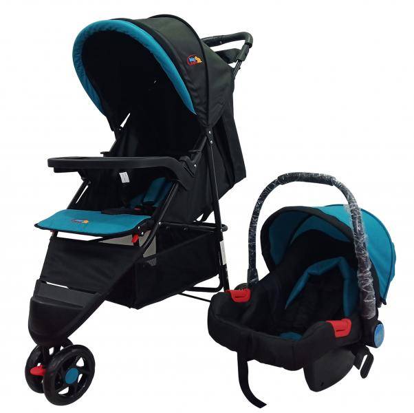 Coche 3 Ruedas Verde C/ Negro c/Portabebé 14Kg Máx(459389)