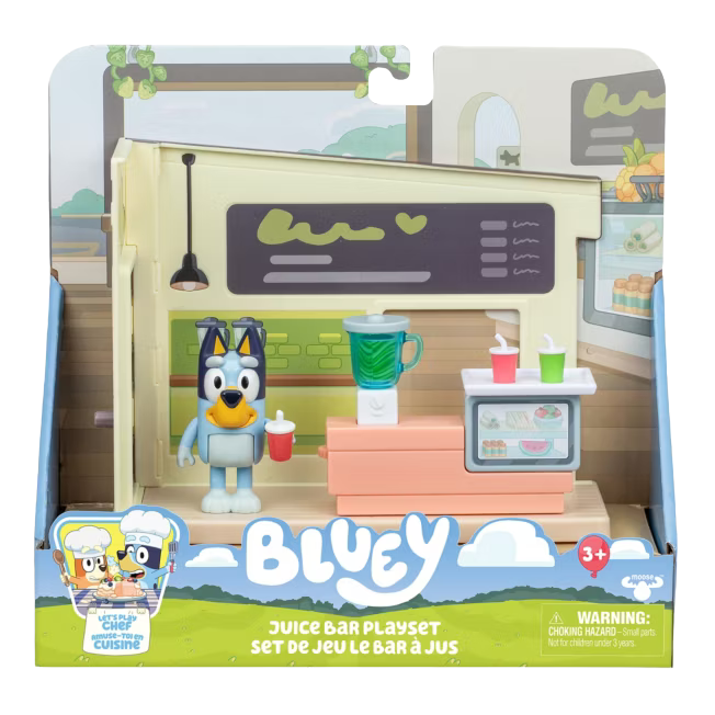 Figura de Bluey con Set de Juego de Barra de Jugos 3a+