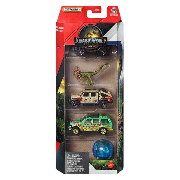 Matchbox Carritos  Jurassic World Rebrth Set/5 Surt/3 3a+