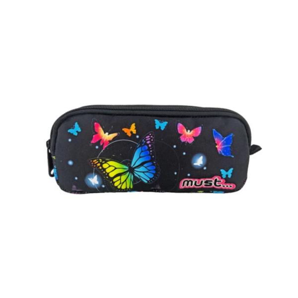 Cartuchera Must Energy 21X6X9  de Mariposas con 2 Zippers  3a+