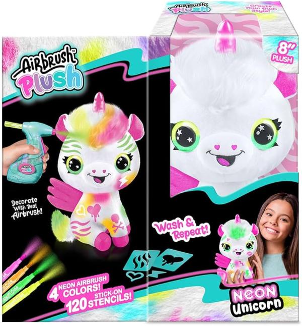 Airbrush - Peluche de Unicornio para Personalizar Neon con 100 Plantillas 6a+