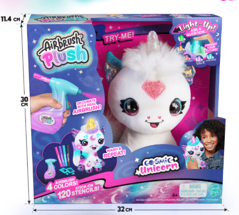Airbrush - Peluche de Unicornio para Personalizar con 100 Plantillas 6a+