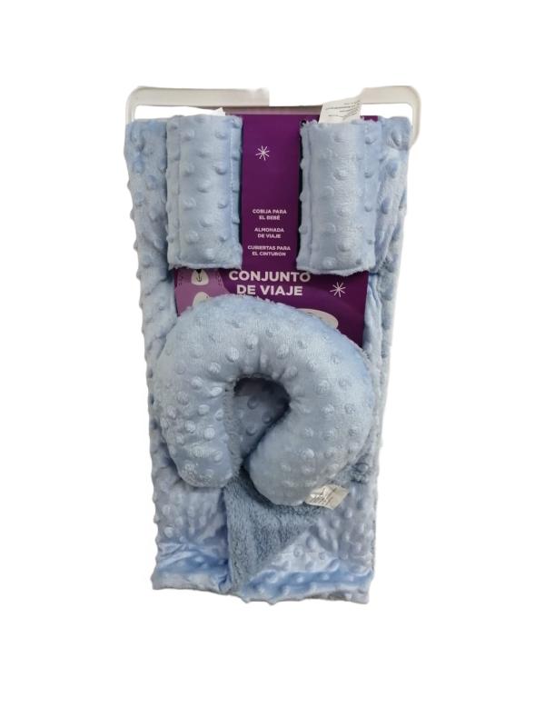 Baby Basics Cobija con Almohada de Viaje y Cubierta de Cinturon Azul 0m+