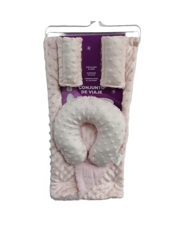 Baby Basics Cobija con Almohada de Viaje y Cubierta de Cinturon Rosada 0m+