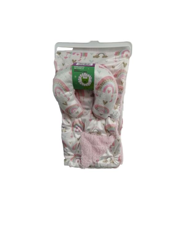 Baby Basics Cobija con Almohada de Viaje de Arcoiris Blanca 0m+
