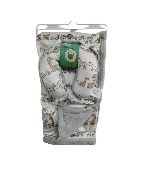 Baby Basics Cobija con Almohada de Viaje de Animales de la Selva 0m+