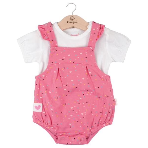 Conjunto de 2 Piezas Overol Corto con  Blusa de Corazones Niña 6m (611696)