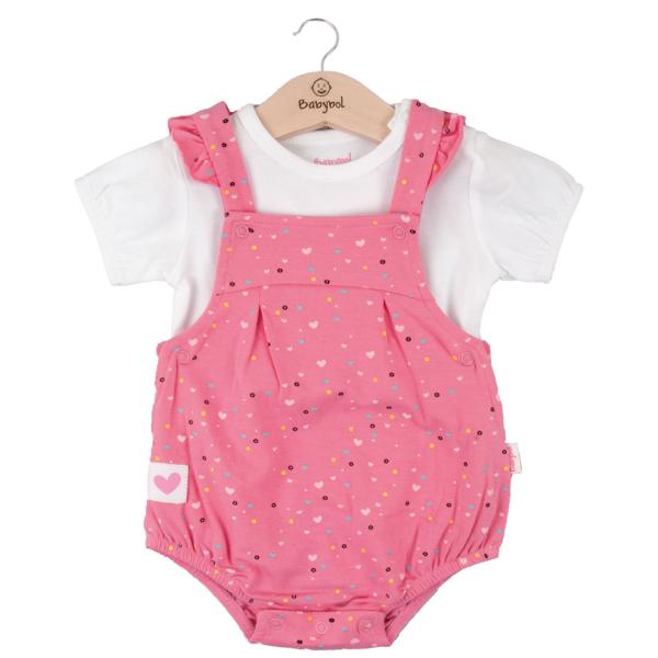 Conjunto de 2 Piezas Overol Corto C/ Blusa de Corazones Niña 9m (611702)