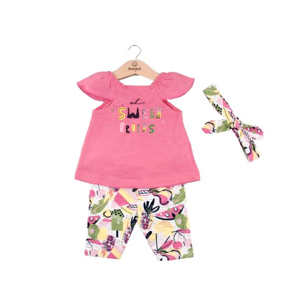 Conjunto de 2 Piezas + Cinta Blusa C/ Short Color Melocoton 6m (634473)