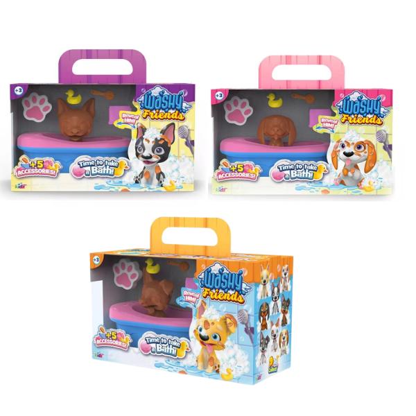 Washy Friends - Figuras Lava y Revela tu Cachorro Con Tina y Accesorios 3a+ ( SurtIdo de 3 - Se Venden por Separado )