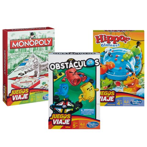 Hasbro Games - Juegos de Viaje Monopoly, Clue, Connect 4 y BattleShip
