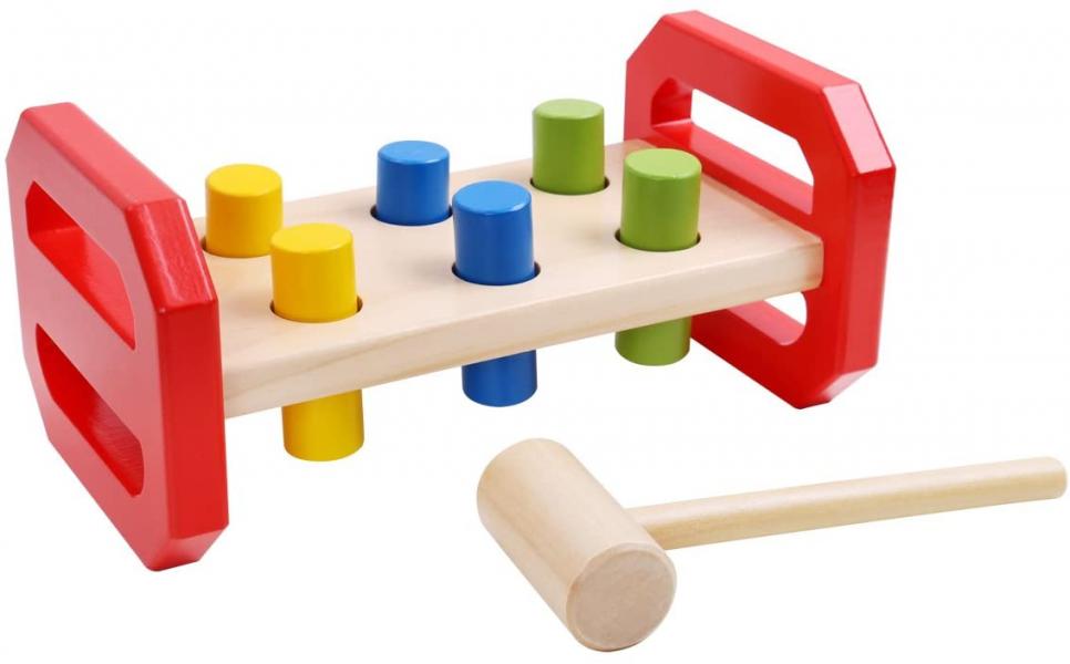 Banco con Martillo y Figuras de Encajar de Madera 18m+