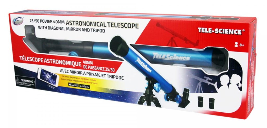 Telescopio Astronómico 25/50 40mm con Tripode 8a+