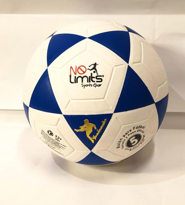 Balón Fútbol Laminado PVC con Neum #5 Blanco/Azul (SLPVC3003B)