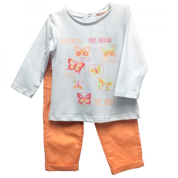 Blusa Manga Larga C/Leggins Mariposas 6m