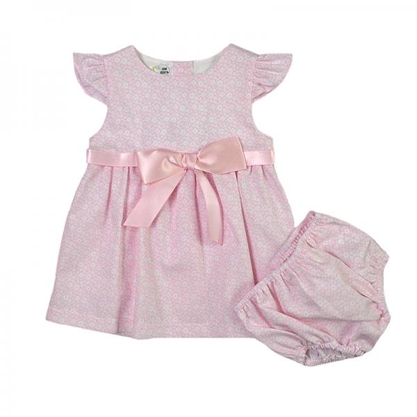 Vestido Rosa con Lazo 2 Piezas 12m