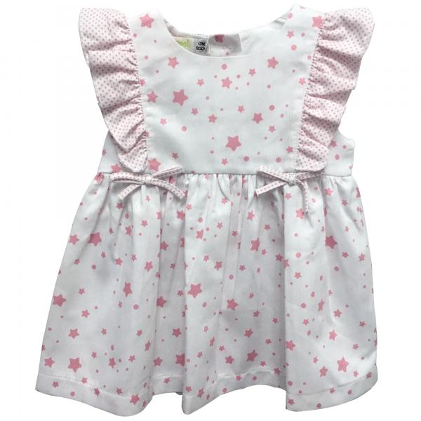 Vestido con Mangas 2 Piezas Estrellas Rosa 12m