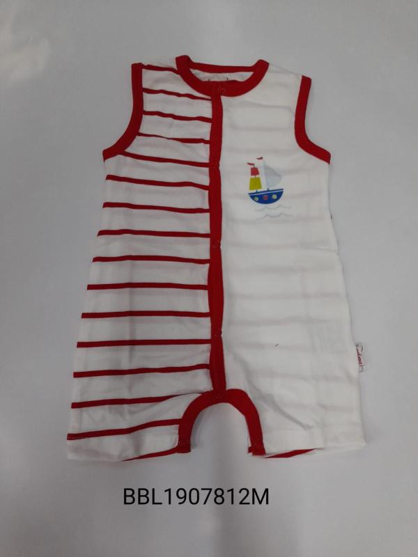 Mameluco Corto sin Mangas Rojo/Blanco Caja de Regalo 12m