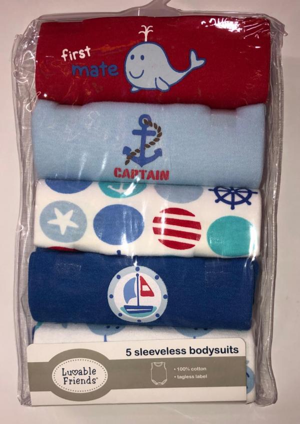 Mameluco Sin Mangas Set de 5 Azul 03m