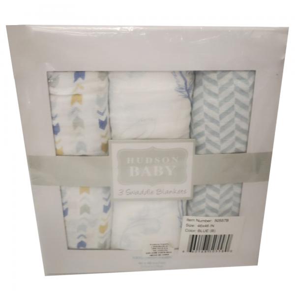 Manta para Envolver al Bebé Set/3 Caja de Regalo Azul