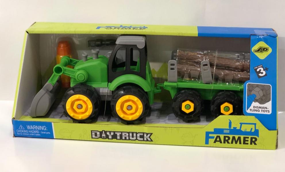 Tractor Verde Armar con Carreta DiyTruck 3a+(436953)