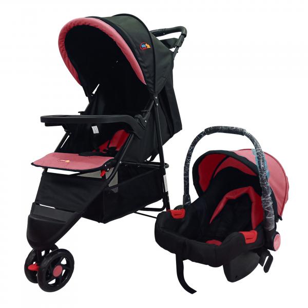 Baby Basics Coche 3 Ruedas Rosado con PortaBebé 14Kg Máximo.