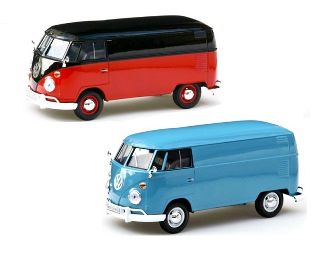 Carro 1:24 Volkswagen Type 2 Delivery Van RojoCeleste 3a+