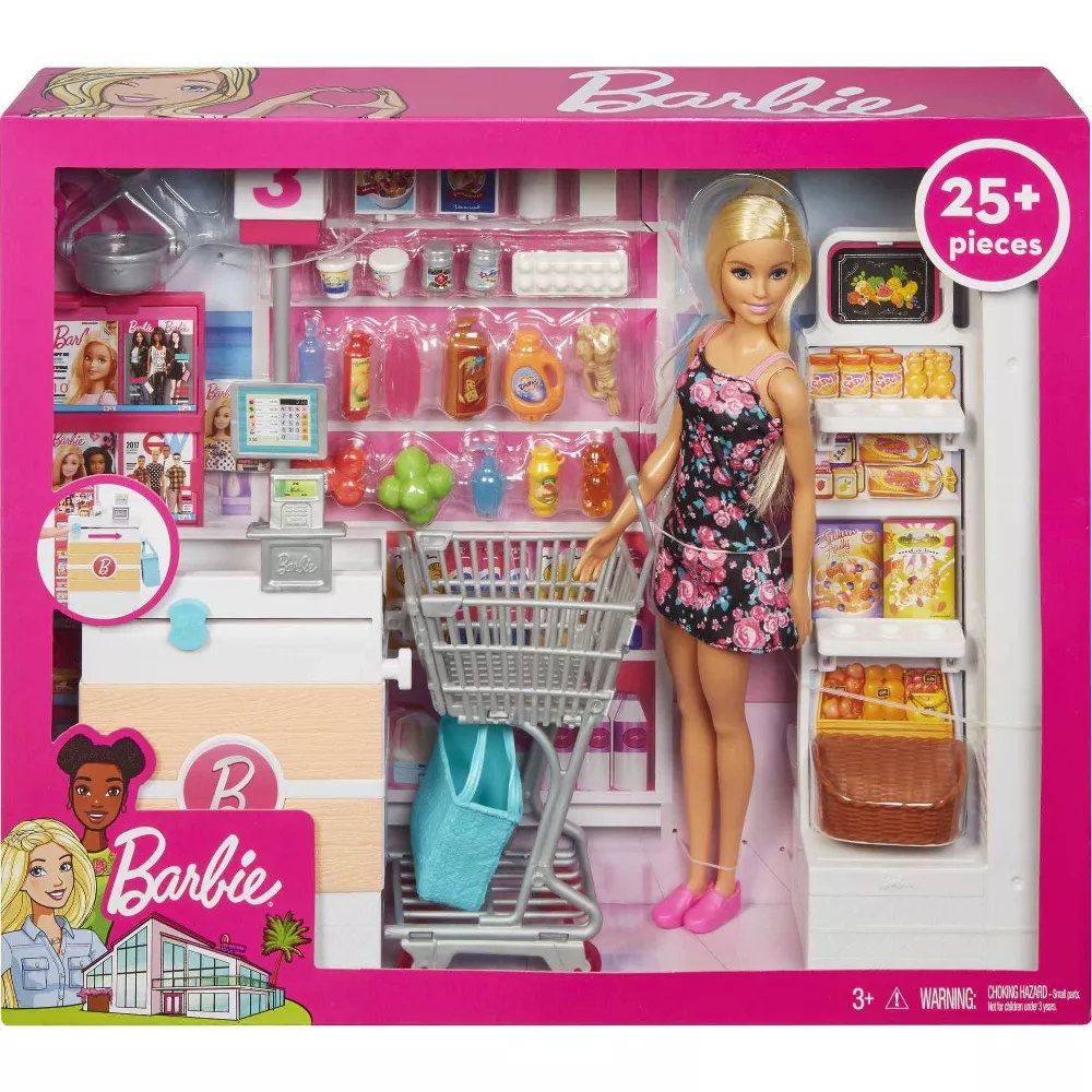 Muñeca Barbie Súper Mercado 25pzs 3a+