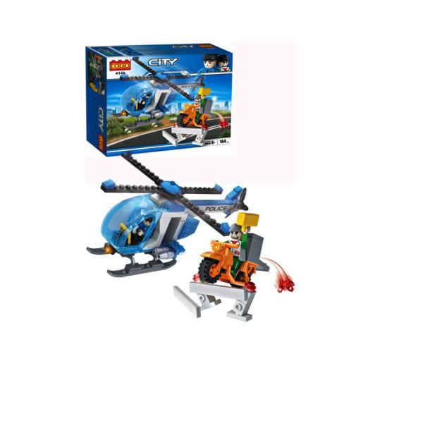 Helicóptero Policial y Moto de Armar City164 pzs 6a+