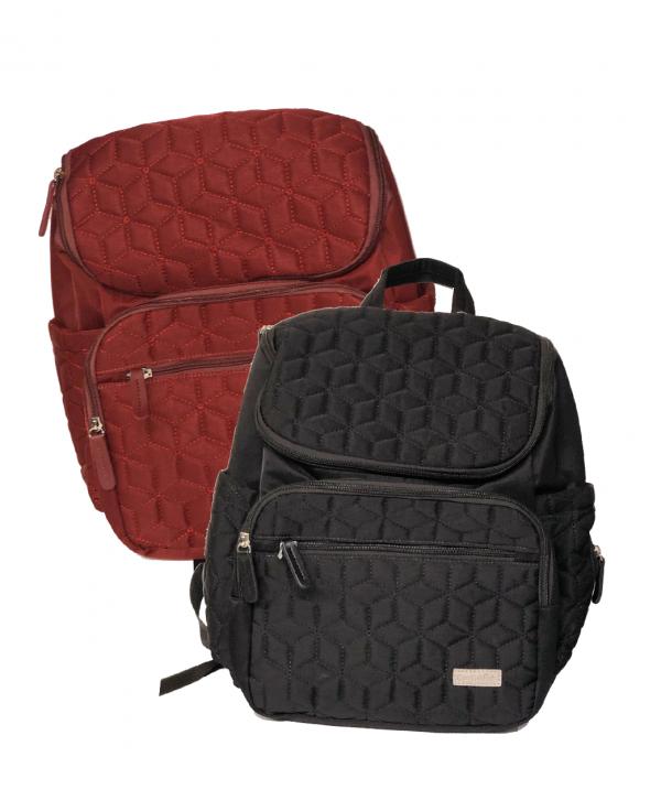 Mochila Pañalera Color Surt/2 Negro-Vino (007397)