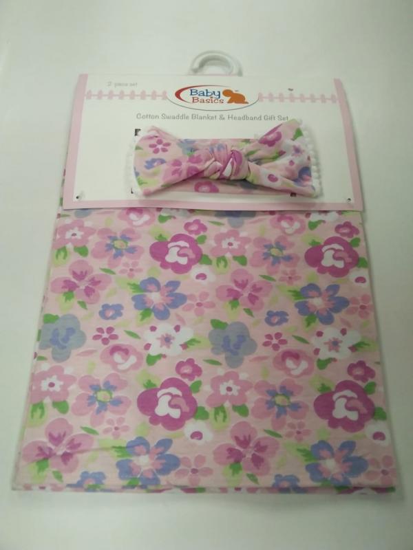 Baby Basics Manta y Vincha para Bebé Jardín de Rosas Set de Regalo