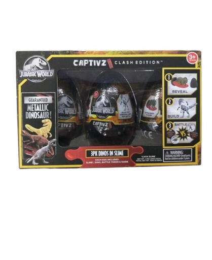 [BT201811] Huevo Sorpresa Captivz Clash Edition Con Slime Jurassic World Set de 3 3a+