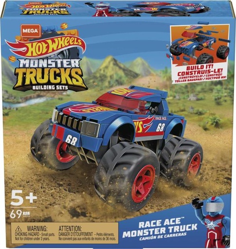 [MTHDJ93] Hot Wheels Mega Construx Race Ace Monster Truck 69pzs 5a+