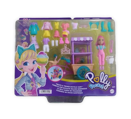 [MTHHX76] Polly Pocket Carrito con Bicicleta Dulces y Sorpresas 4a+