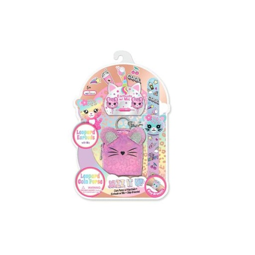 [HF612LP] Set de Audifonos, Pulsera y Monedero Leoprardo 5a+