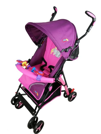[FDAH130PG] Baby Basics Coche Sombrilla para Bebé Rosado/Morado Estampado Animales (439121)