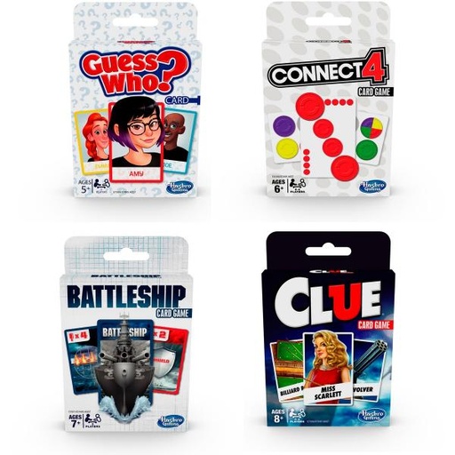 [HBE7495] Hasbro Games - Juego de Cartas (Adivina QuiénBattleshipConnect4) 5a+ /Surtido de 4 / Se venden por separado